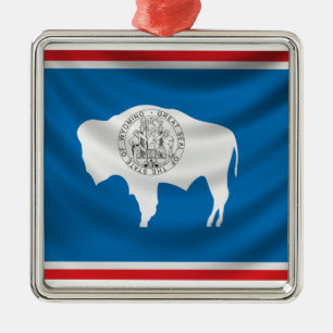 Wyoming Flag Metal Tree Decoration