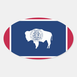 Wyoming flag oval sticker