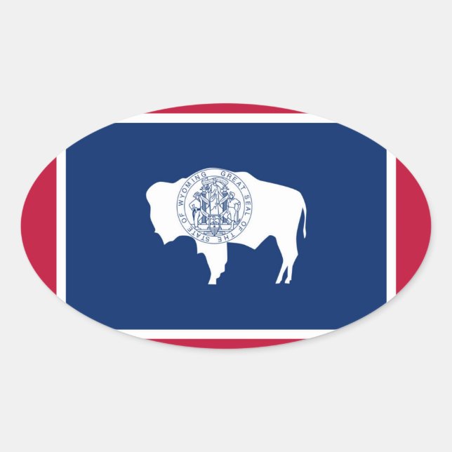 Wyoming flag oval sticker (Front)