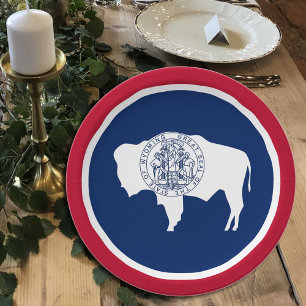 Wyoming Flag plates, party, sports, Wyoming Paper Plate