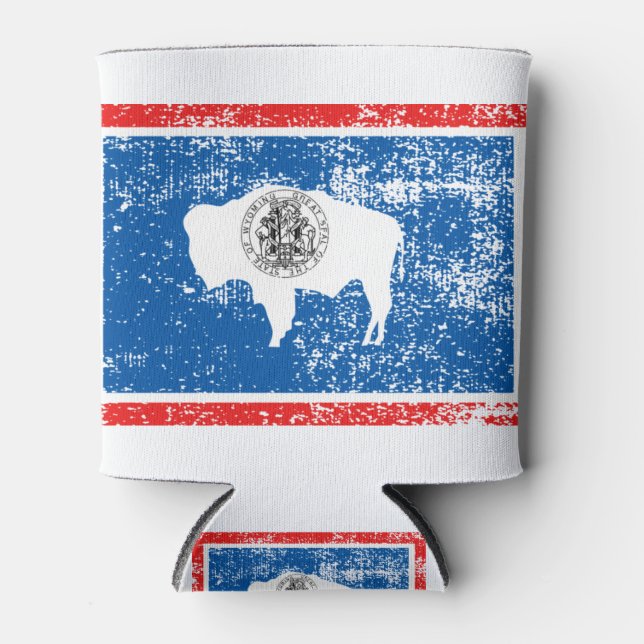 Wyoming Flag Vintage Can Cooler (Front)