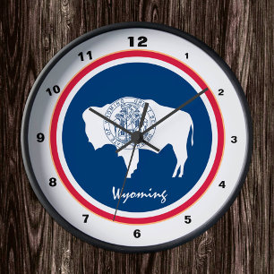 Wyoming Flag & Wyoming fashion /design USA clock
