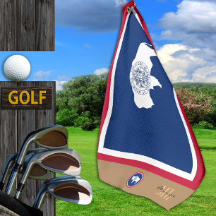 Wyoming flag & Wyoming monogrammed / golf towel