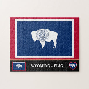 Wyoming Flag & Wyoming State USA /America Jigsaw Puzzle