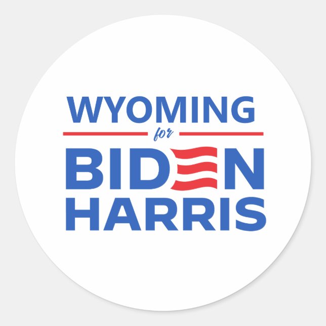 Wyoming for Biden Harris Classic Round Sticker (Front)
