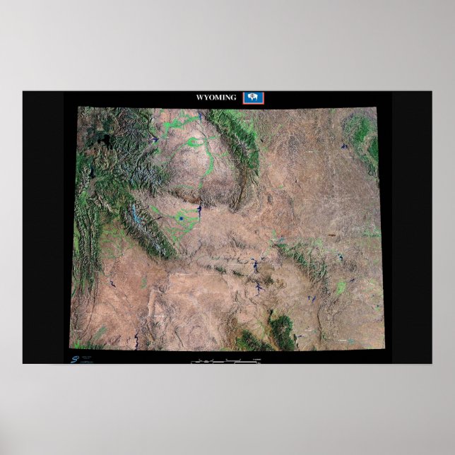 Wyoming from space satellite poster (Front)