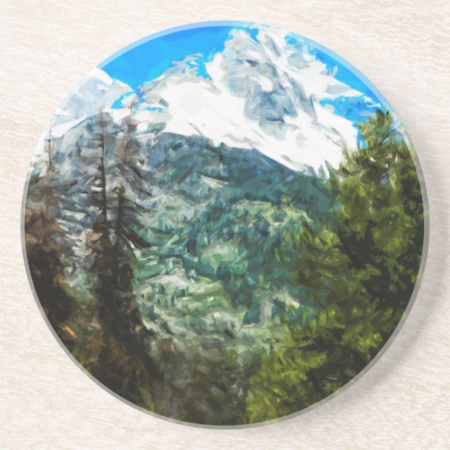 Wyoming Grand Teton Mountains Abstract Coaster (Front)