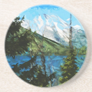 Wyoming Grand Teton Mountains Abstract Coaster