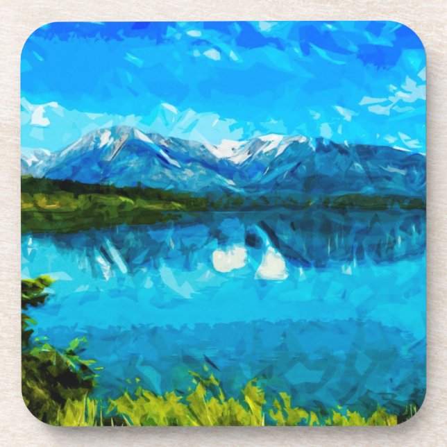 Wyoming Grand Teton Mountains Abstract Coaster (Front)