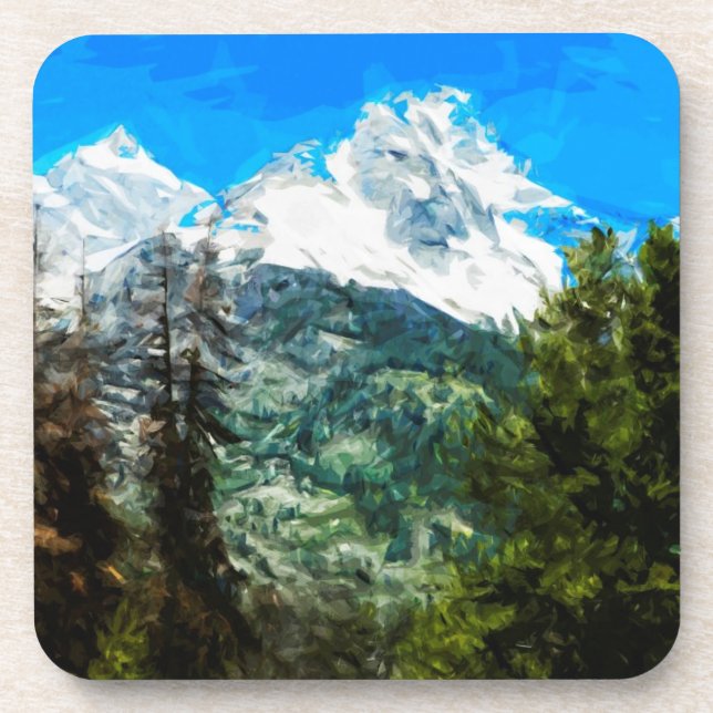 Wyoming Grand Teton Mountains Abstract Coaster (Front)