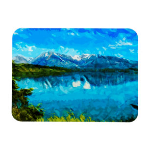 Wyoming Grand Teton Mountains Abstract Magnet