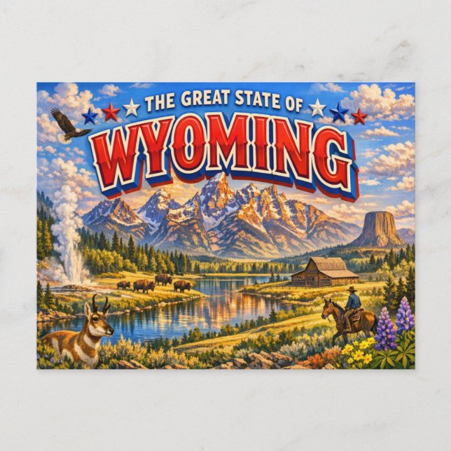 Wyoming Greetings Postcard  (Front)