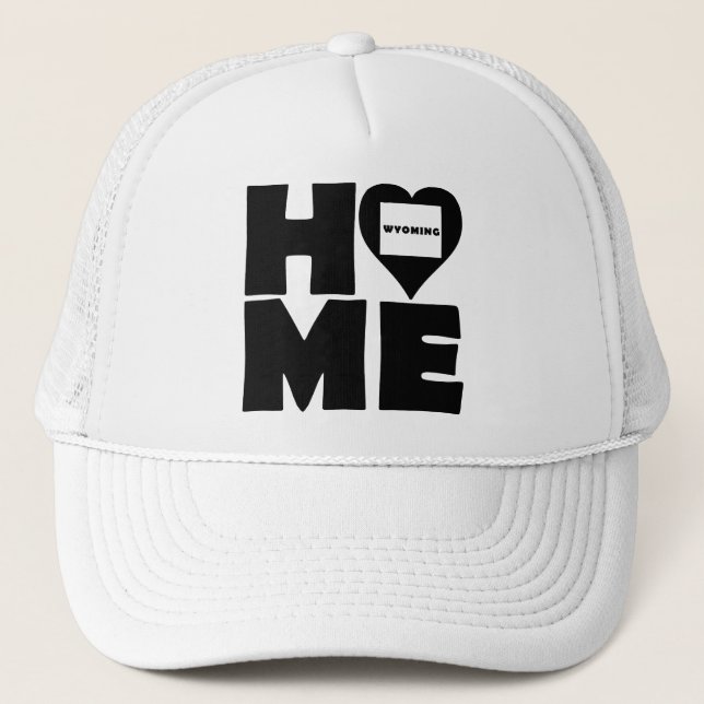 Wyoming Home Heart State Ball Cap Trucker Hat (Front)