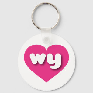 Wyoming hot pink heart - I love wy Key Ring