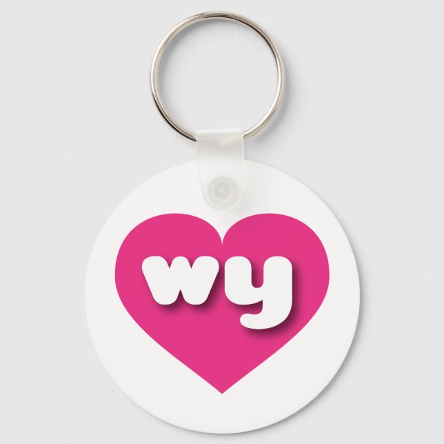 Wyoming hot pink heart - I love wy Key Ring (Front)