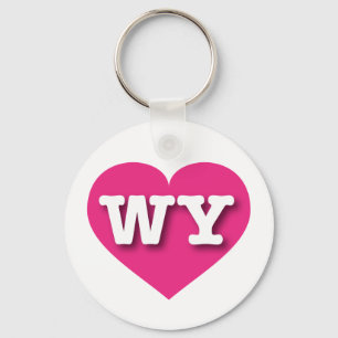 Wyoming Hot Pink Heart - I love WY Key Ring