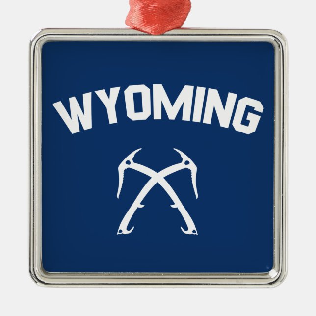 Wyoming Ice Climbing Metal Tree Decoration (Front)