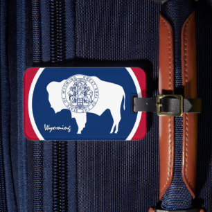 Wyoming Luggage Tags, patriotic Wyoming Flag Tag