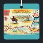 Wyoming Map Ornament<br><div class="desc">It's a vintage,  retro postcard map of Wyoming repurposed as an ornament.</div>