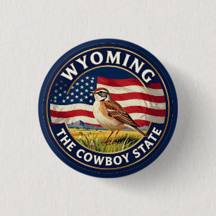 🏔️ Wyoming Meadowlark Cowboy Heritage 3 Cm Round Badge