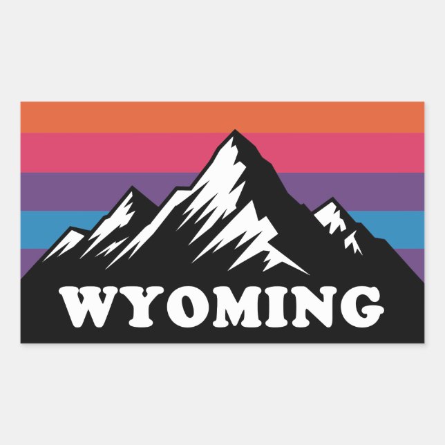 Wyoming Mountain Sunset Retro Sticker (Front)