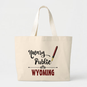 Wyoming Notary Public Ink Pen Large Tote Bag