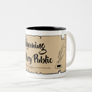 Wyoming Notary Public Scroll Feather Quill Two-Tone Coffee Mug