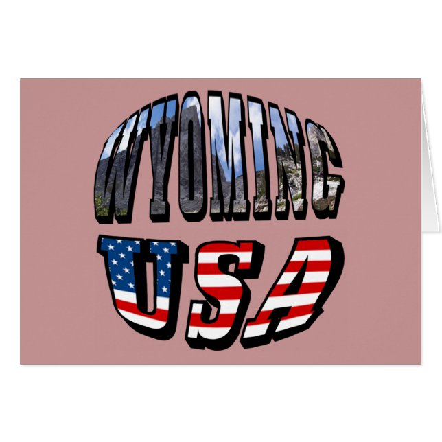Wyoming Picture and USA Flag Text (Front Horizontal)