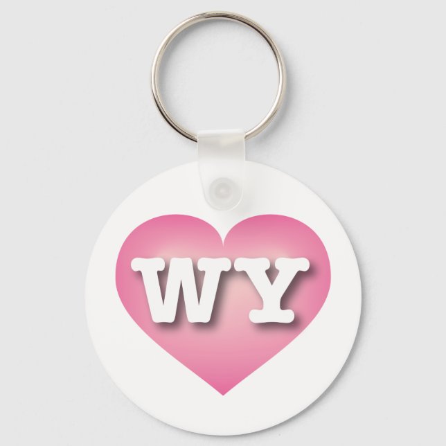 Wyoming Pink Fade Heart - I love WY Key Ring (Front)