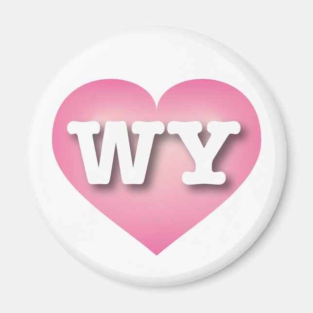 Wyoming Pink Fade Heart - I love WY Magnet (Front)