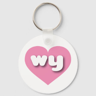Wyoming pink heart - I love wy Key Ring
