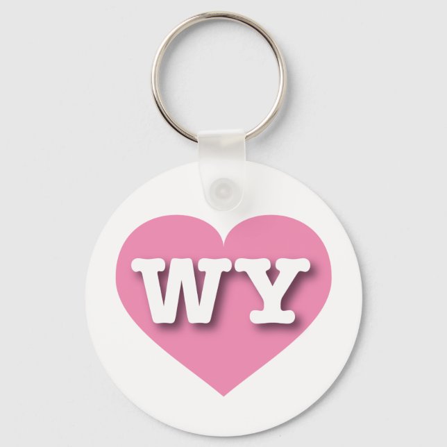 Wyoming Pink Heart - I love WY Key Ring (Front)