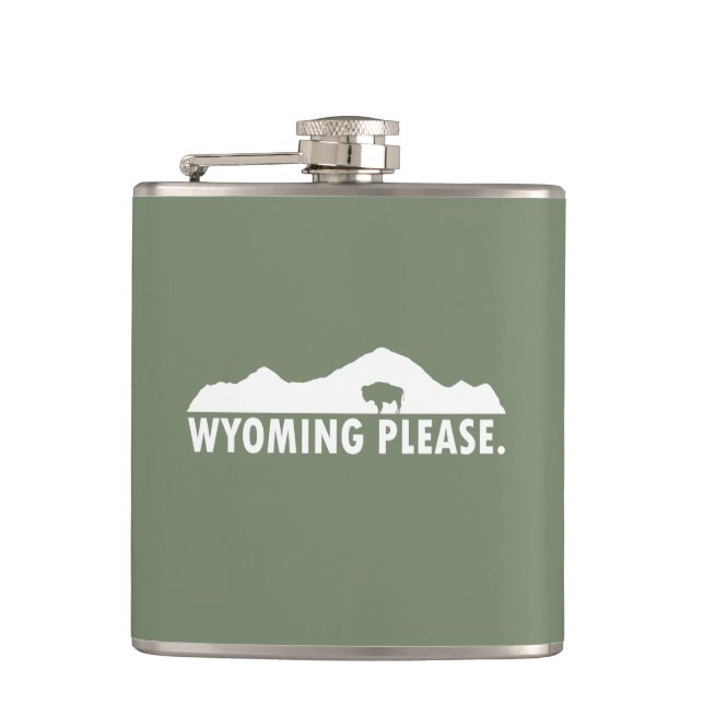 Wyoming Please Hip Flask (Front)