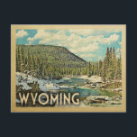 Wyoming Postcard- Retro Travel Snowy Winter Nature Postcard<br><div class="desc">Wyoming snowy winter scene featuring a river flowing through the mountains and a blue sky with puffy clouds. A lovely nature outdoors image for campers,  hikers and adventure seekers.</div>