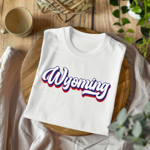Wyoming Red White and Blue Vintage Script T-Shirt