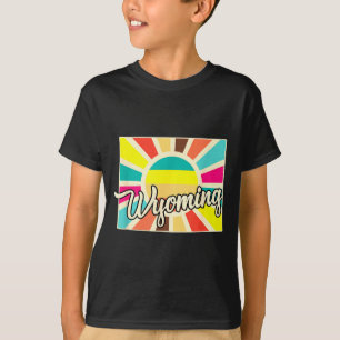 Wyoming retro sunburst colourful outdoor and T-Shirt
