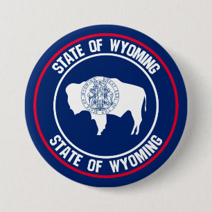 Wyoming Round Emblem 7.5 Cm Round Badge