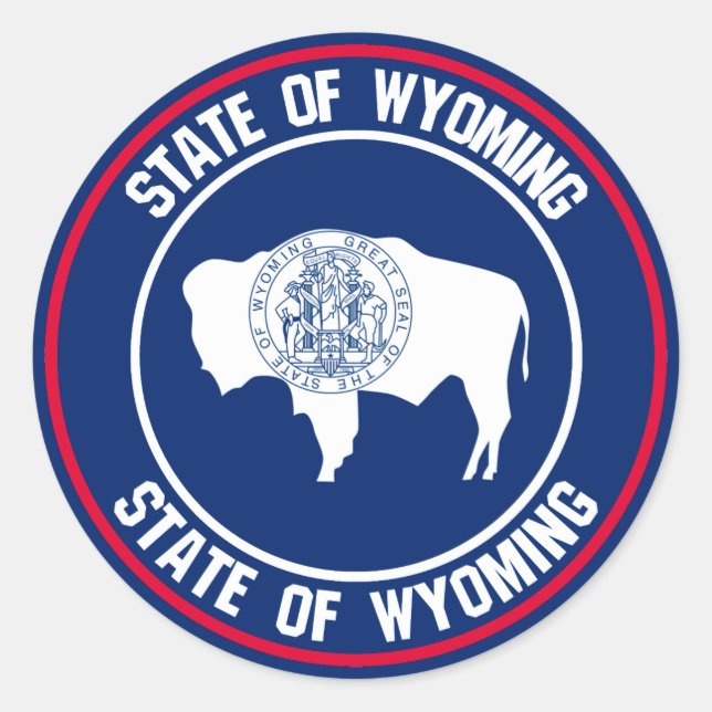 Wyoming Round Emblem Classic Round Sticker (Front)
