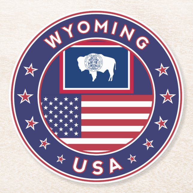 Wyoming Round Paper Coaster (Front)