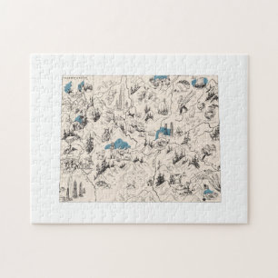 Wyoming Shaped Vintage Picture Map Jigsaw Puzzle
