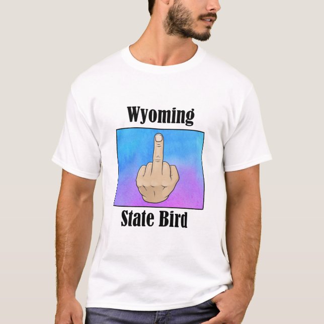 Wyoming state bird t-shirt middle finger colour (Front)