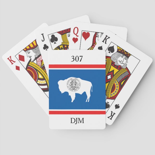 Wyoming State Flag 307 Monogram Playing Cards (Back)