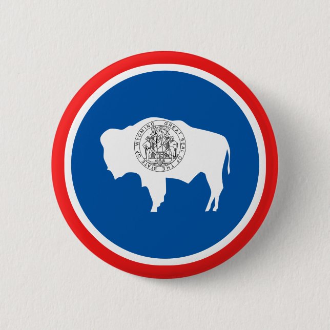 Wyoming State Flag 6 Cm Round Badge (Front)
