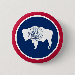 Wyoming State Flag 6 Cm Round Badge