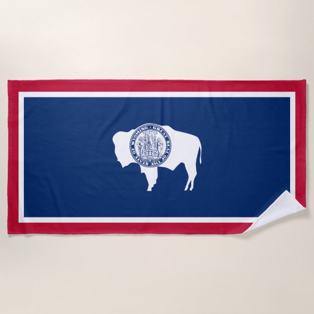 Wyoming State Flag Beach Towel (Front)