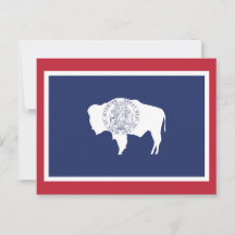 Wyoming State Flag Bison Red Border