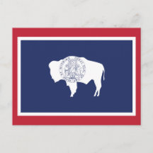 Wyoming State Flag Bison Red Border