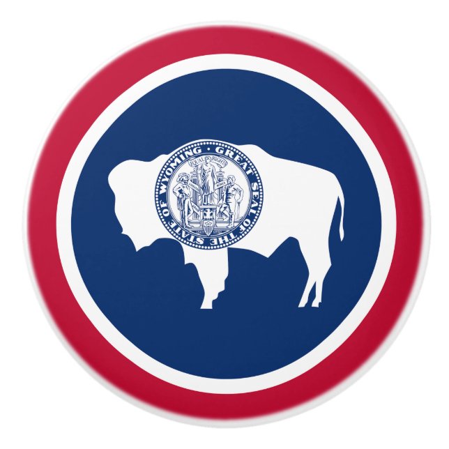 Wyoming State Flag Ceramic Knob (Front)