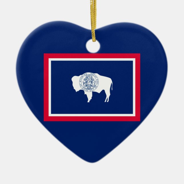 Wyoming State Flag Design Decor Ceramic Tree Decoration (Front)