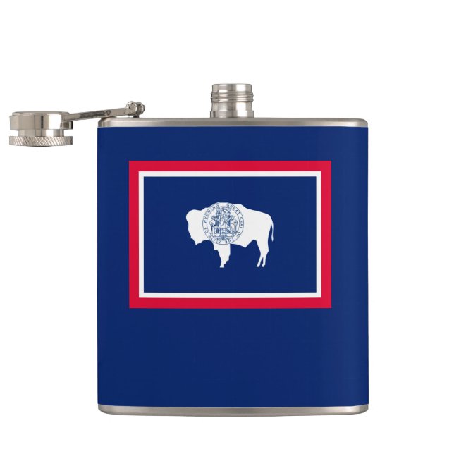 Wyoming State Flag Design Hip Flask (Opened)